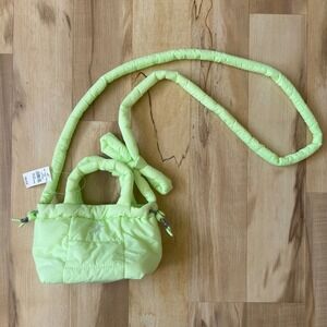 OFFLINE by Aerie Neon Lime Green Quilted Puffer Mini Tote Crossbody Bag New NWT